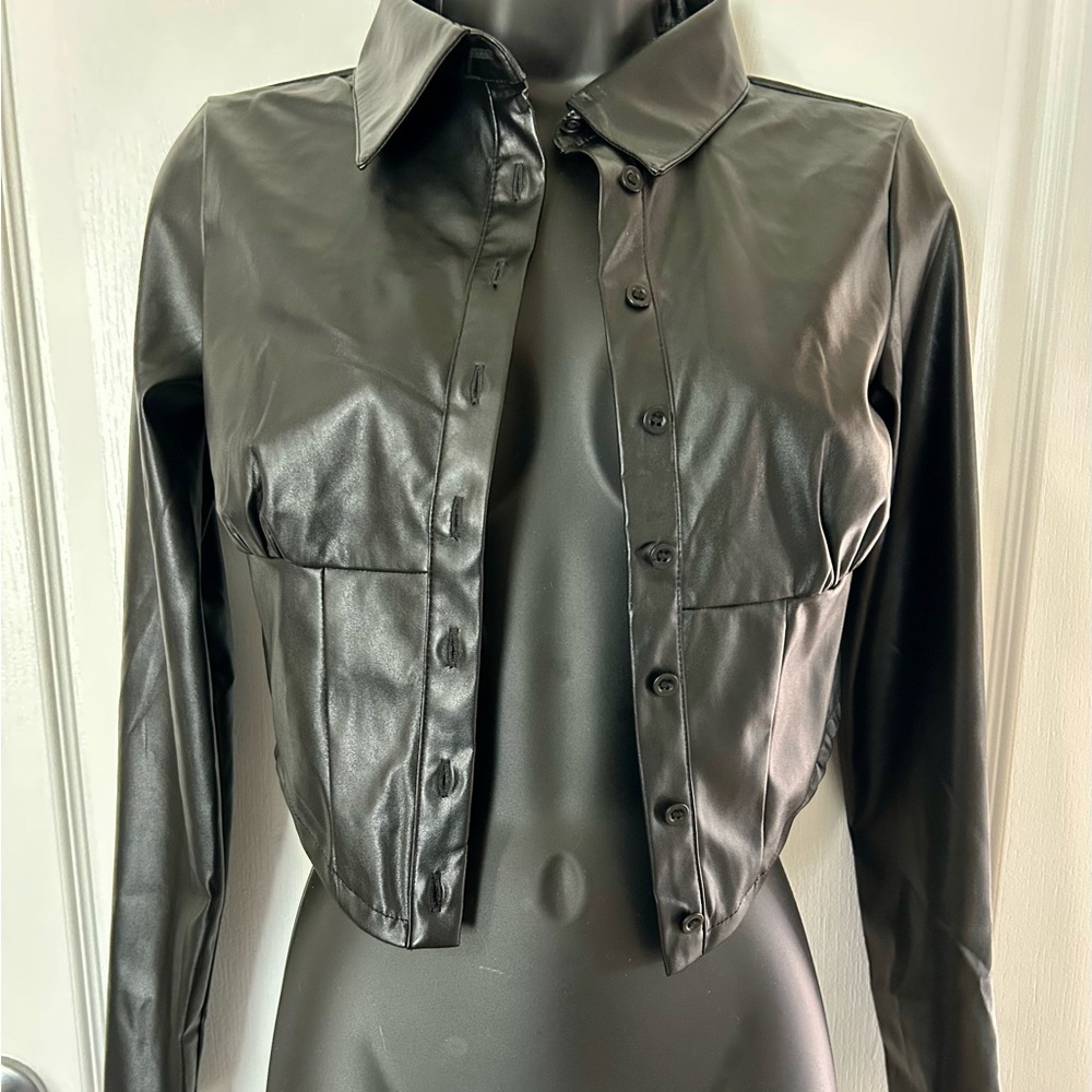 Black Faux Leather Women's Jacket